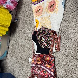 Studio I Black and Red Embroidered Skirt Set